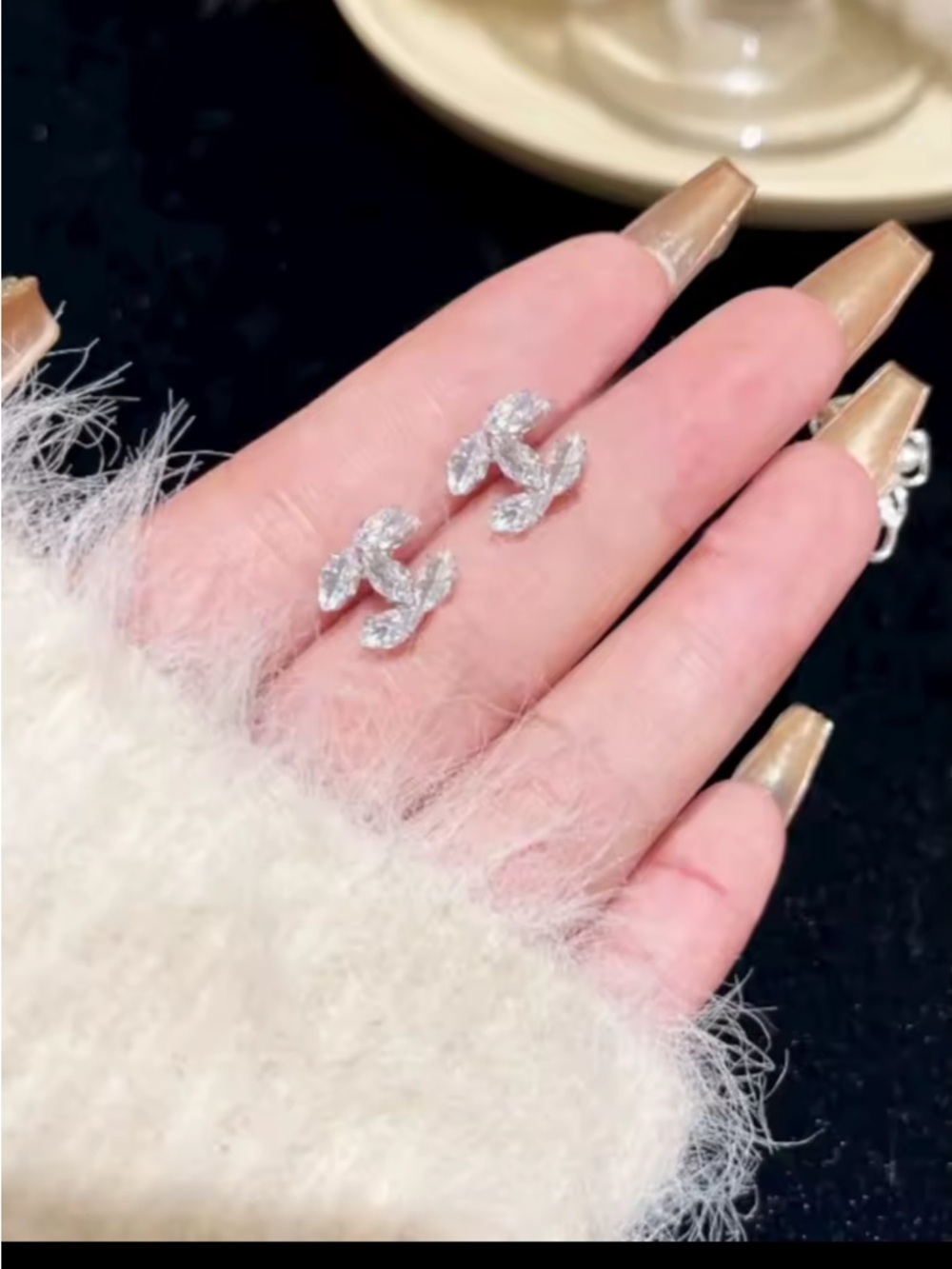 Double C multi stone luxury fashion earrings